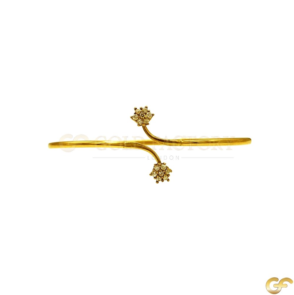 Lovely Yellow Metal CZ Cluster Bangle